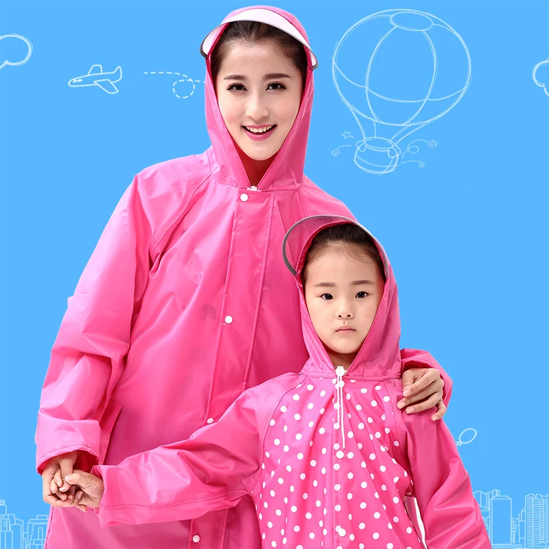 Children's Windbreaker Raincoat Schoolbag Parent-Child Motorcycle Electric Car Big Brim Raincoat Electromobile Poncho Rainwear