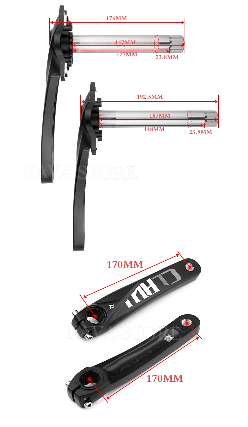 Prowheel Schnee Bike Kurbel 170mm Fett Bike Kurbel Sets 30T 32T 34T 36T 38T 40T 42T Kettenrad 176/192mm Tretlager E-Bike Teil – Detail 3
