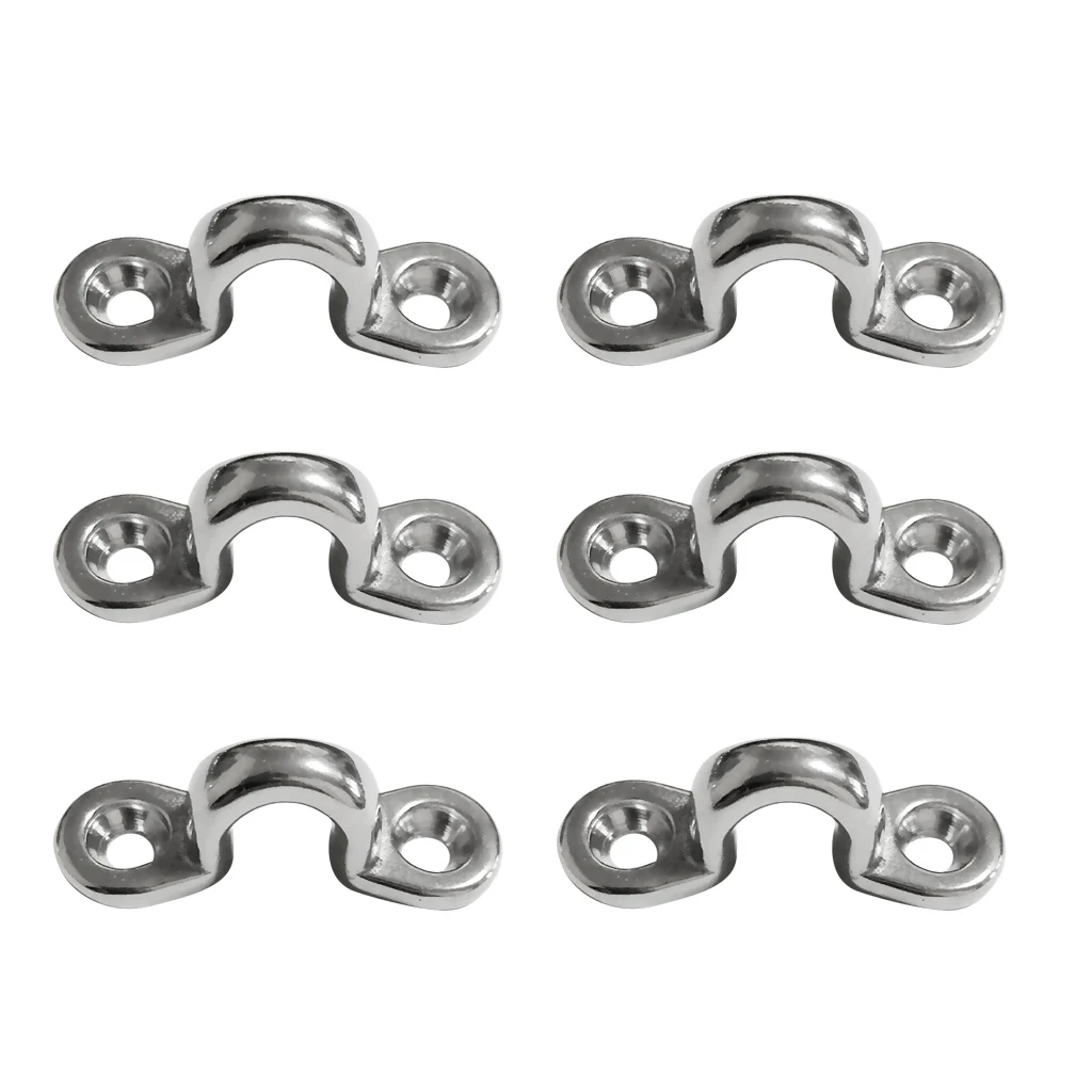 6 Set Marine Pad Eye Marine Kayaking Bimini Top Boat Rigging Loop Stainless Steel Pad Eye Straps