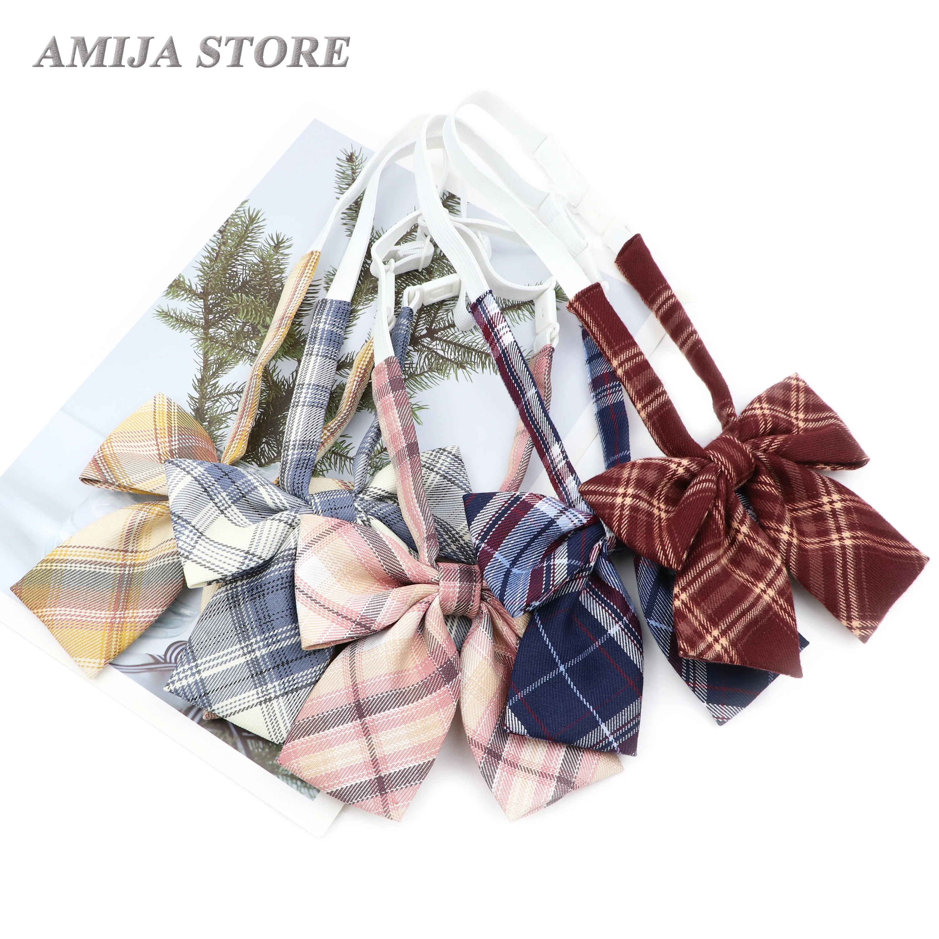 

JK Plaid Bowtie Feminine Casual Bow Tie For Women Uniform Collar Cosplay Butterfly Bowknot Adult Check Cravats Girls Female