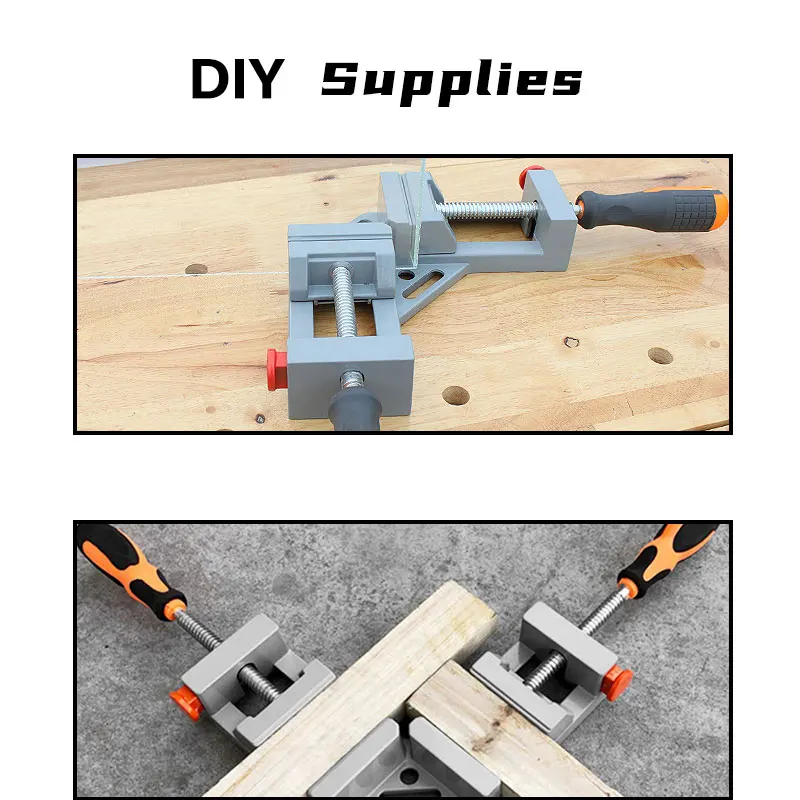 Double Handle 90°Right Angle Clamp For Woodworking Welding Framing Aluminum Joiner's Clamp To Vise Wood Right Angle Corner Clip