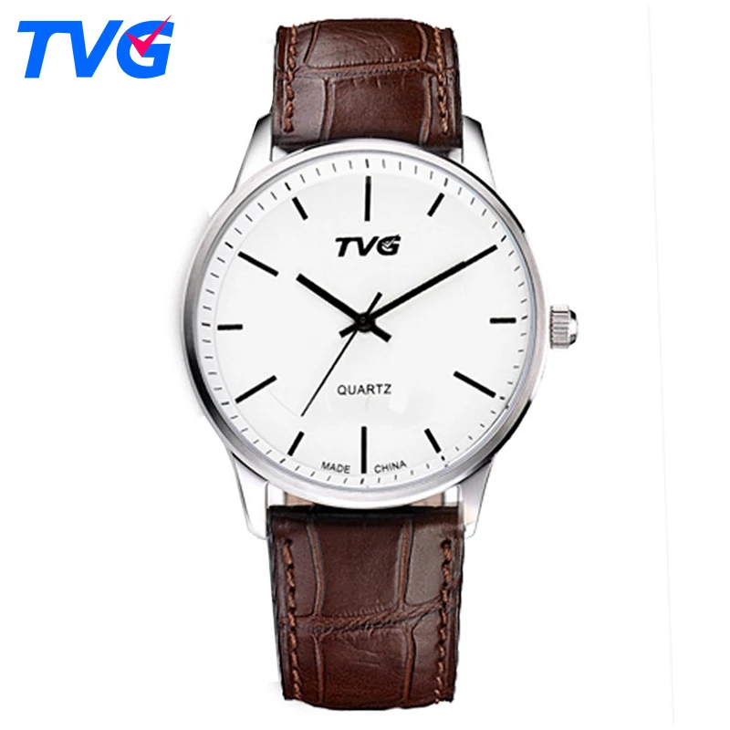 

Men Watches Quartz WristWatch Ultra Thin Minimalist Waterproof Genuine Leather Strap TVG185 Business Casual Luminous Mens Clock