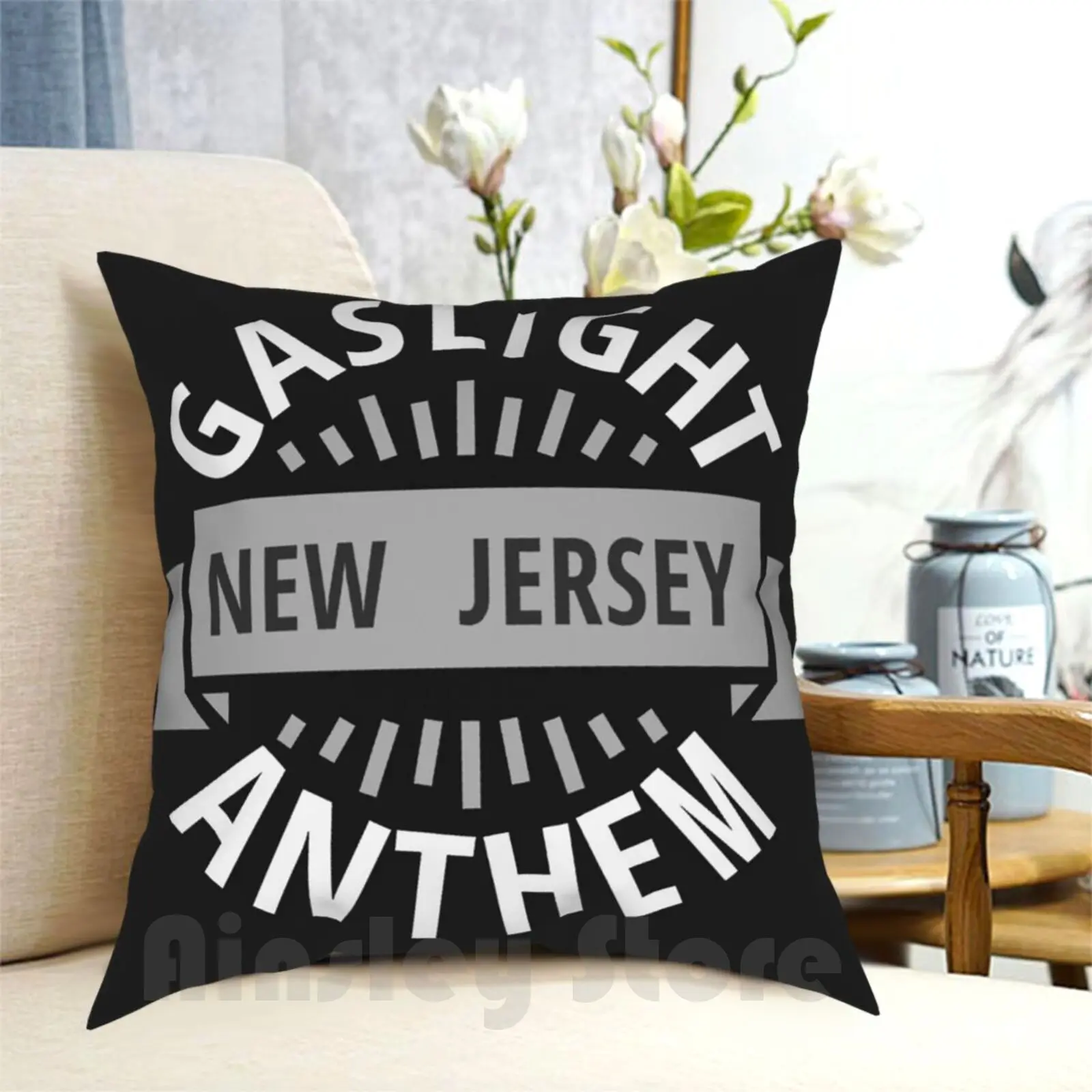 The Gaslight Anthem-Iconic Alt Rock Band , Label Logo. White Text. Pillow Case Printed Home Soft DIY Pillow cover Gaslight