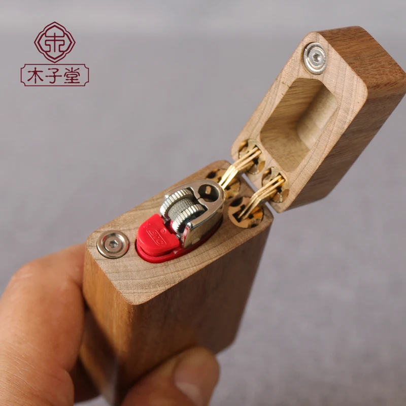 Wooden Lighter Shell Hollowed Out Hinge For BIC J3 Disposable Gas Lighter 84*40*20MM