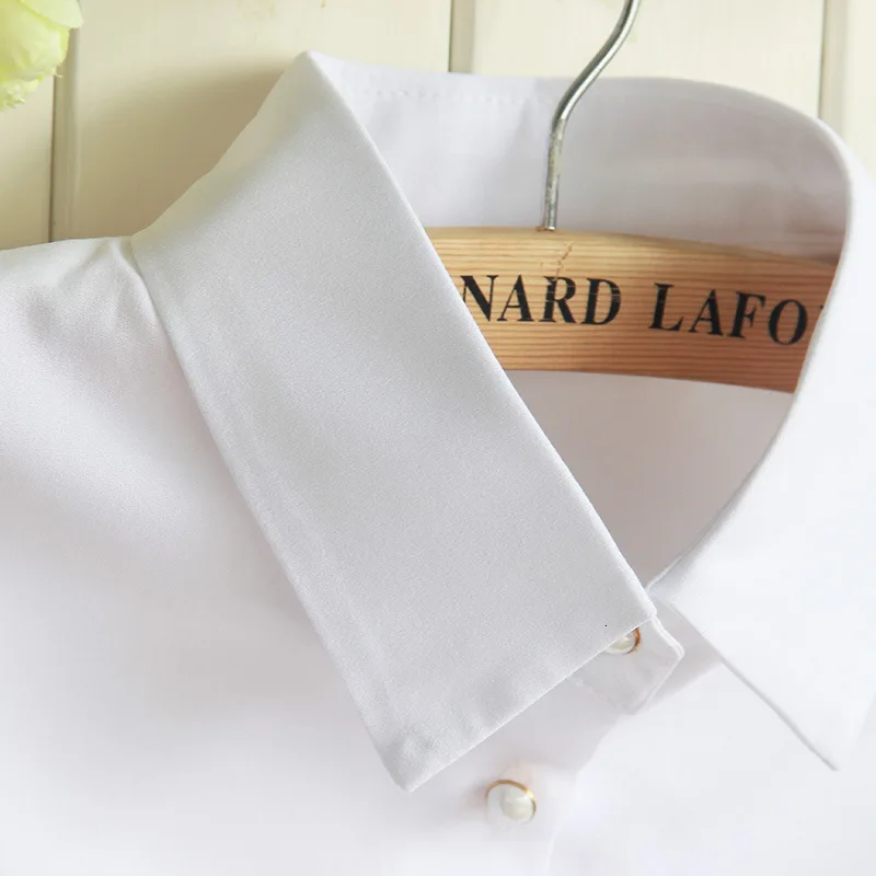 Dickie-Collar de gasa de Punta pequeña para mujer, camisa blanca de Color sólido, corbata de lazo, cuello falso desmontable, 2022