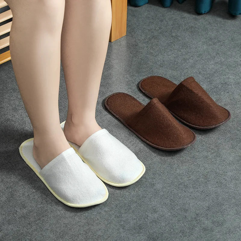 5 Pairs Disposable Slippers Hotel Travel Slipper Sanitary Party Home Guest Use Men Women Unisex Closed Toe Shoes Salon Homestay