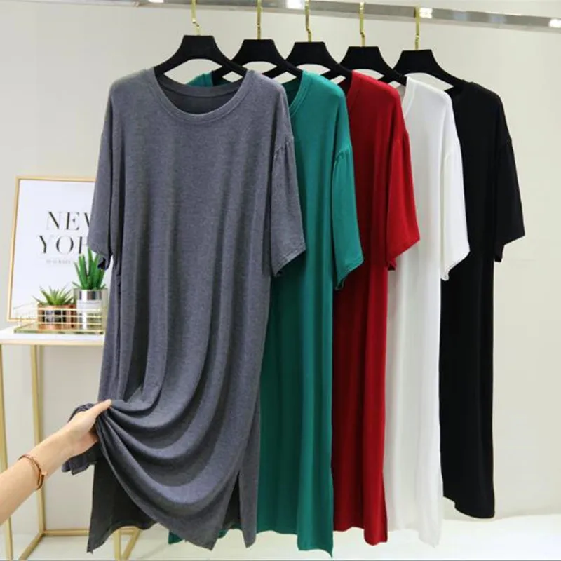 Loose Night Shirt Female Modal Cotton Night Dress Women Spring Summer Sleepwear New Nightdress Fat Mm Nightwear Nightgowns