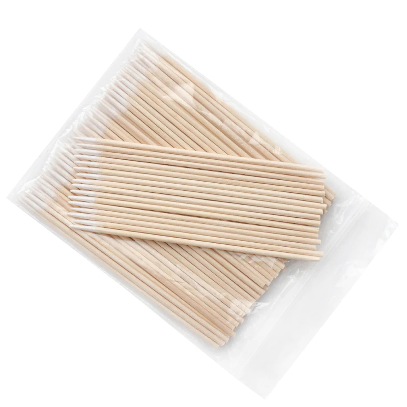 Disposable Ultra-small Cotton Swab Lint Free Micro Brushes Wood Cotton Buds Swabs Eyelash Extension Glue Removing Tools