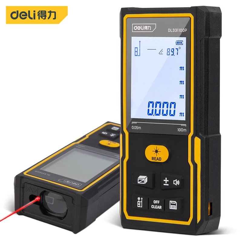 DL DL331100P 100M Laser Rangefinder HD Large Screen Length Measuring Instrument 99 Sets Of Data Storage Double Laser Tube