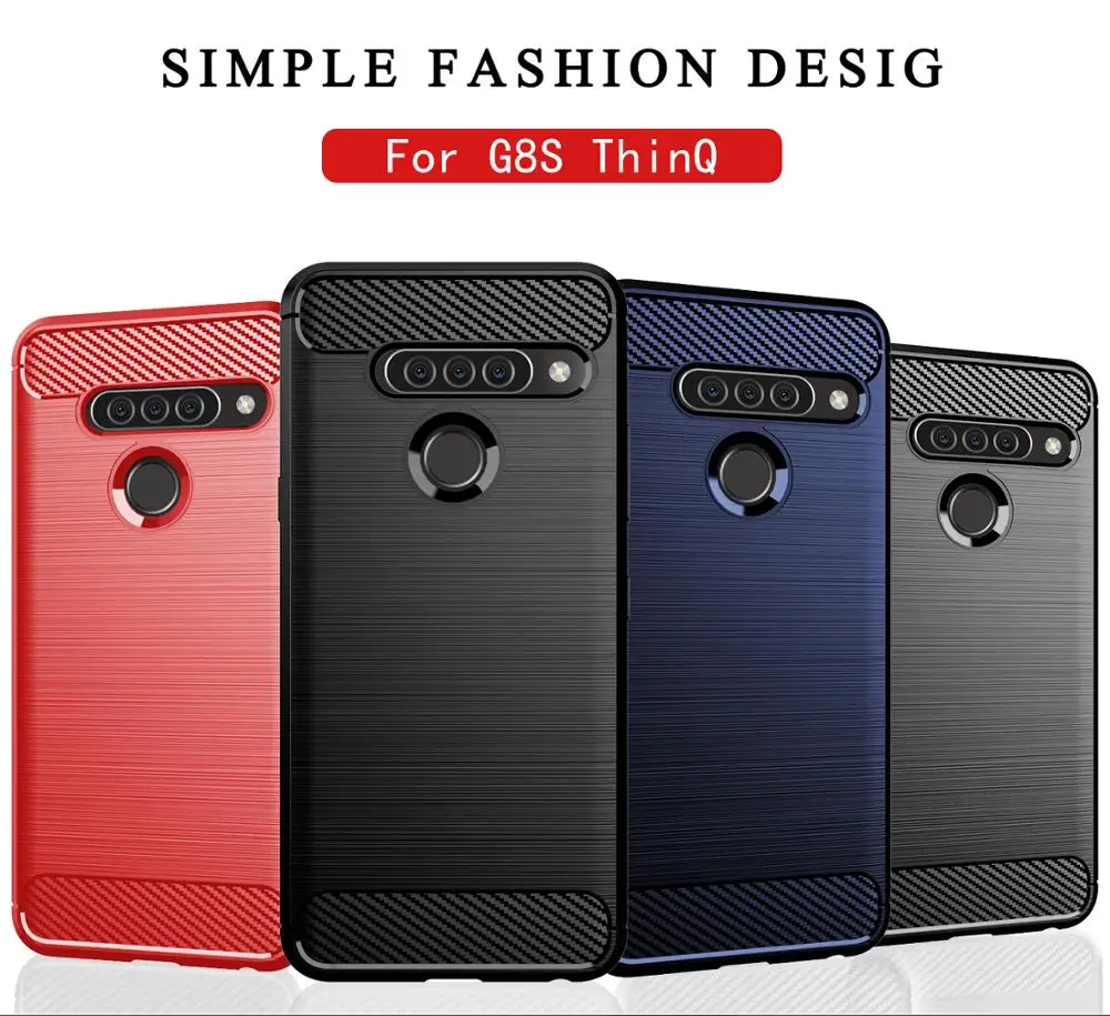 For LG G8 G8S G8X ThinQ Case Shockproof Carbon Fiber Soft Bumper Case Cover for LG G8 ThinQ G8X G810 G820 G850 Phone Bags