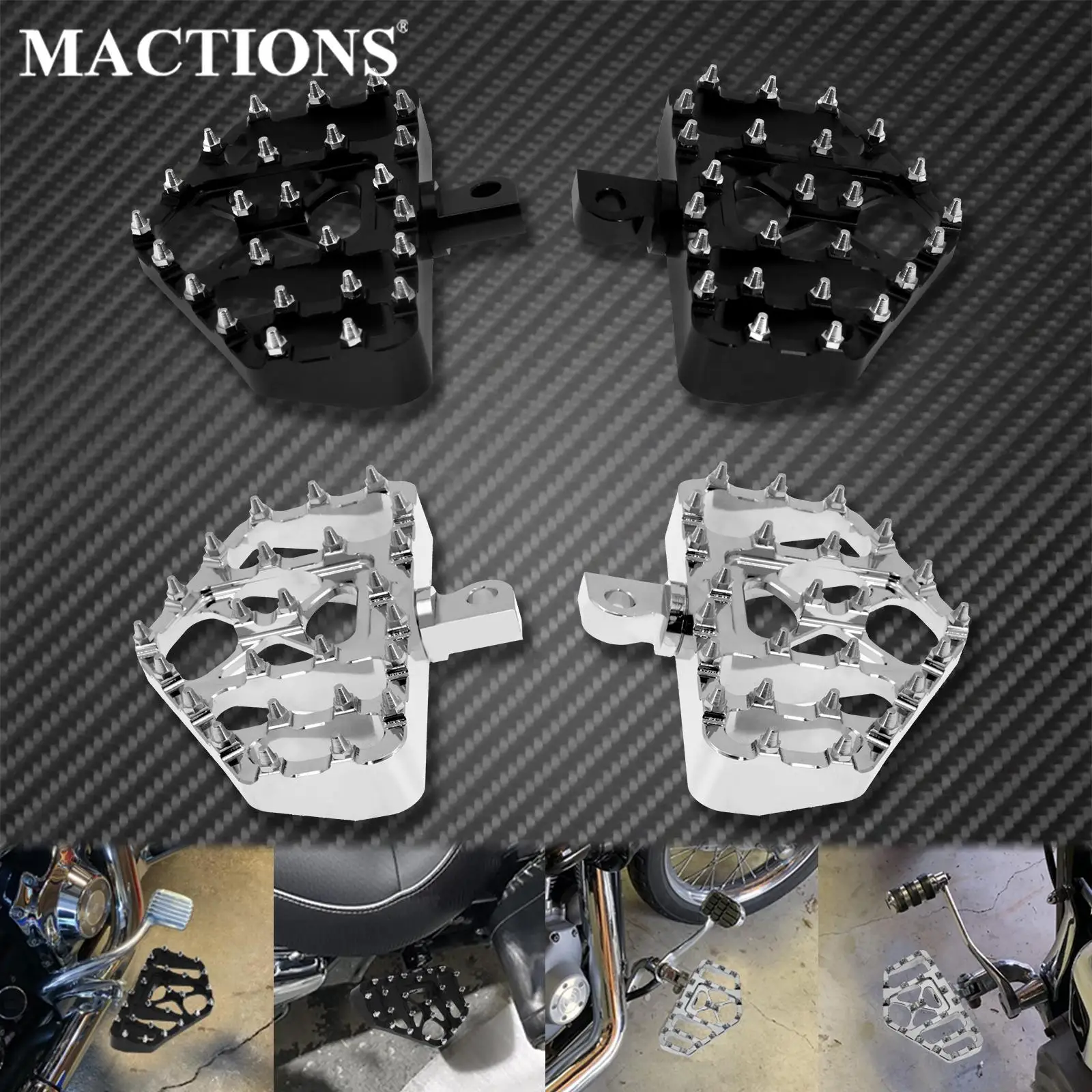 

2XMotorcycle Foot Pegs Wide Footrest Pedals Black/Chrome For Harley Dyna Fatboy FXDF Softail Sportster XL883 1200 Touring Bobber