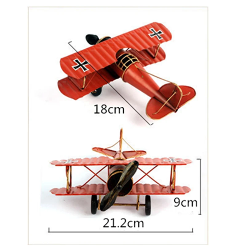 Vilead 21cm Iron Airplane Figurines Retro Metal Plane Model Vintage Home Decoration Accessories Aircraft for Kids Gifts Ornament