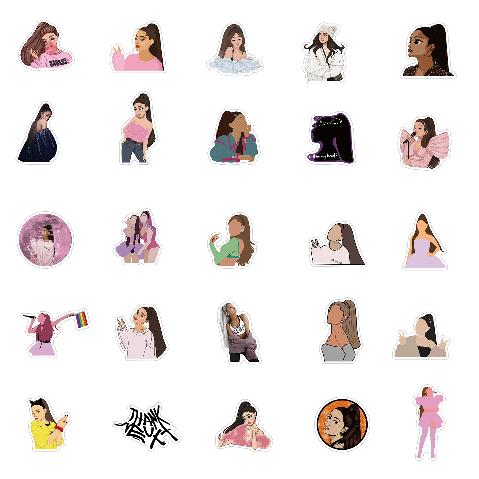 50PCS Famous Singer Ariana Grande Stickers Laptop Guitar Luggage Skateboard Bike Car Waterproof Cool Sticker Decal Kid Toys