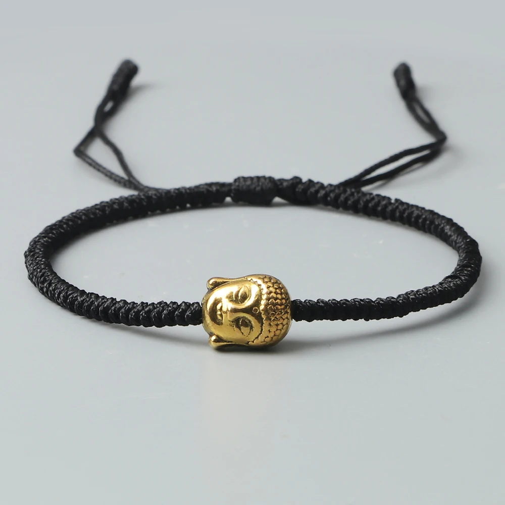 Hand Woven Buddha Head Bracelet For Men Women Tibetan Buddhist Black Red Thread Rope Adjustable Knot Bracelet Friendship Jewelry