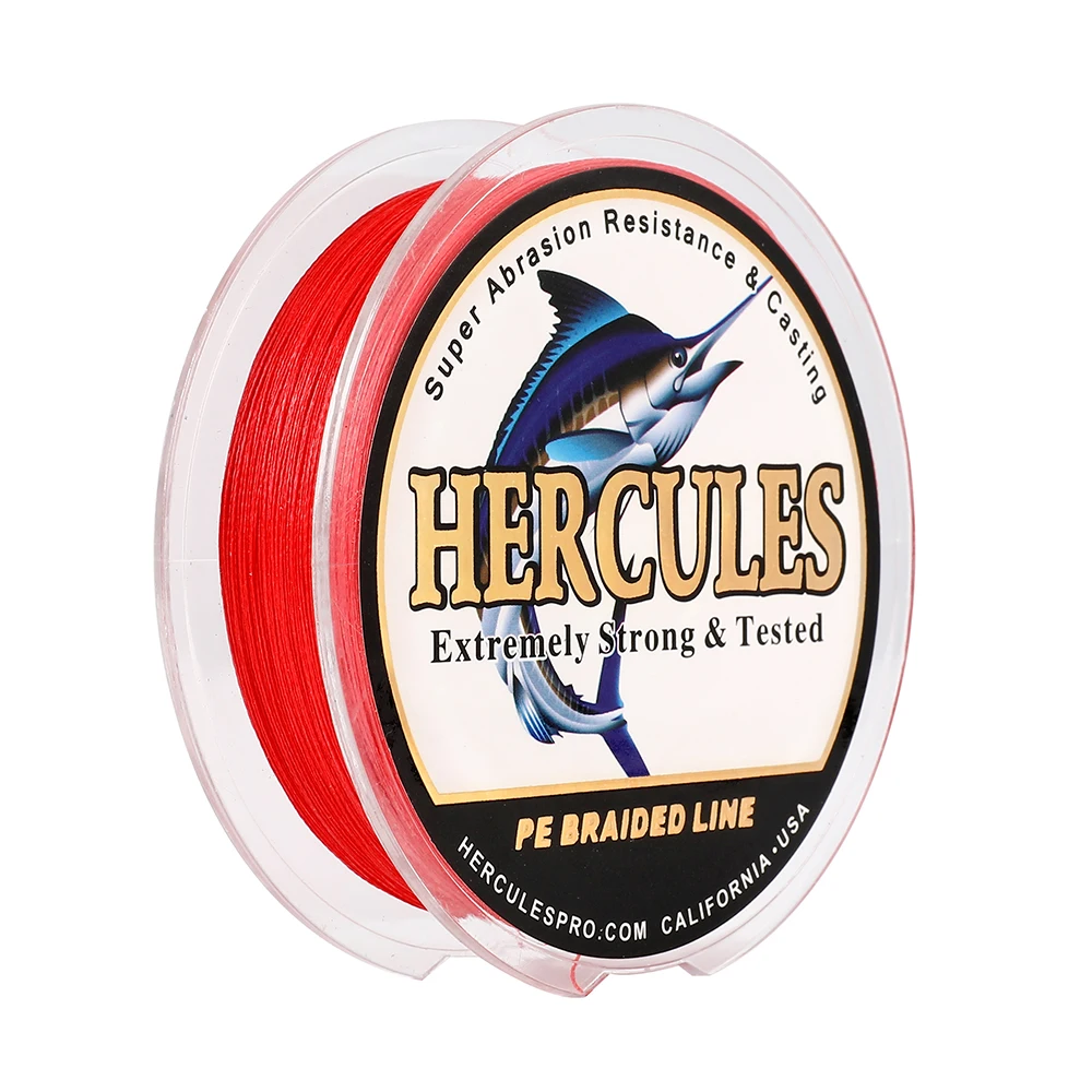 Hercules Fishing Line 6-100LB Braided Line For Carp Fishing 4 Strands Red Multifilament PE Wire 100M-2000M Russia Gifts For Men