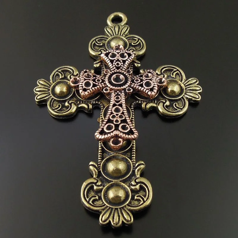 3PCS Alloy Vintage Crosses Charms Metal Pendants for Earrings Bracelet DIY Making Accessories