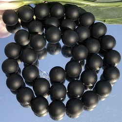 AAAA Quality Natural Black Dull Polish Matte Onyx Agates Stone Round Loose Spacer Beads 4 6 8 10 12 14 MM Diy Bracelet Necklace