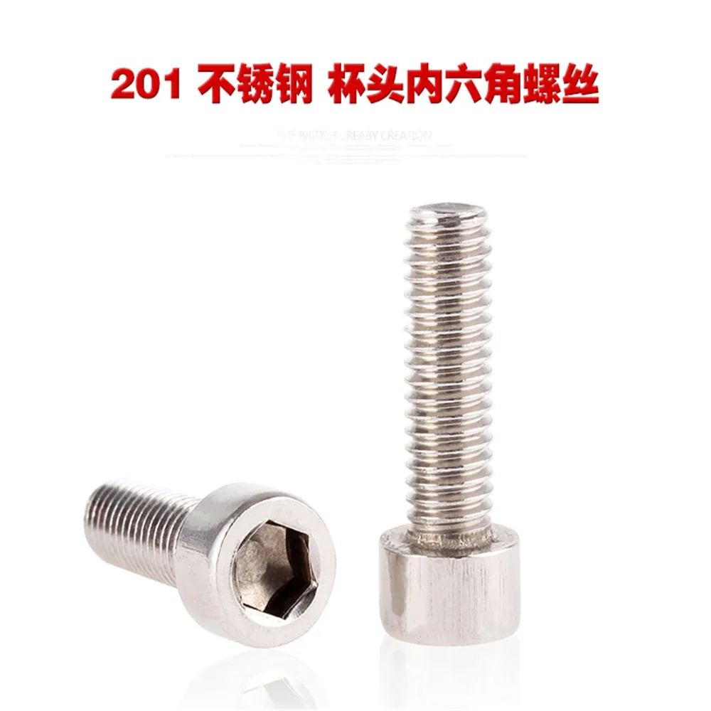 M4 Hexagon Socket Head Bolt Parafuso Tornillos Allen Screw Vis Inoxydable Bolt Hex Screws Inox Imbusy 201Stainless Steel DIN912