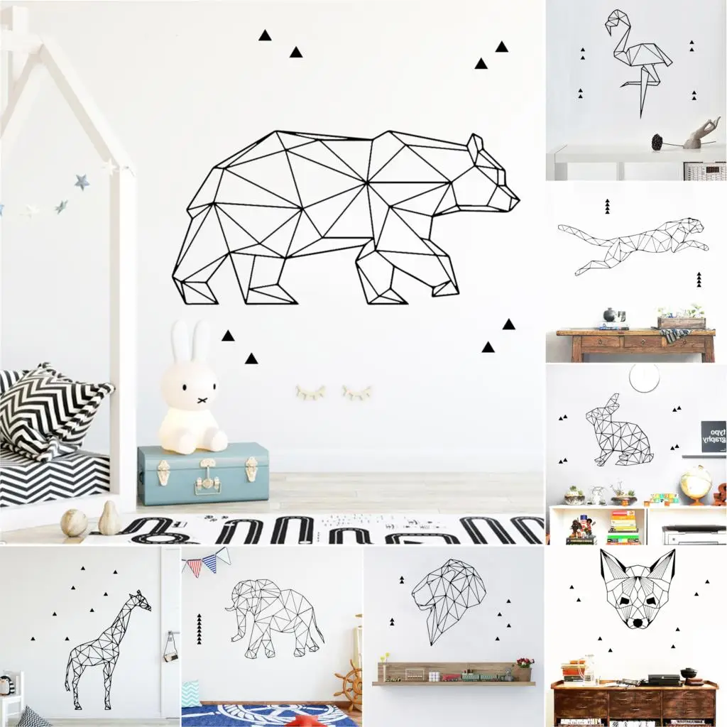 27 Style grande géométrie animaux autocollant Mural pour la décoration de la maison salon chambre décor Art Stickers muraux Stickers muraux