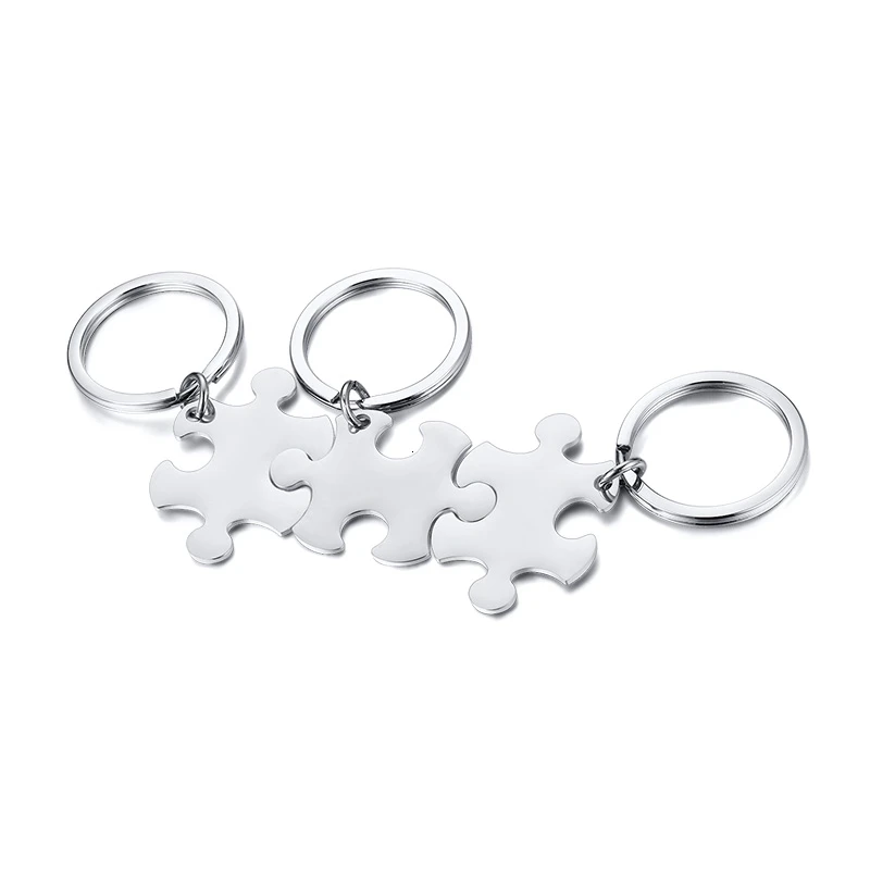 Vnox Free Combination Glossy Puzzle Stainless Steel Kay Chain Personalize Unisex BFF Best Friend Fmiliy Couple Unique Key Ring