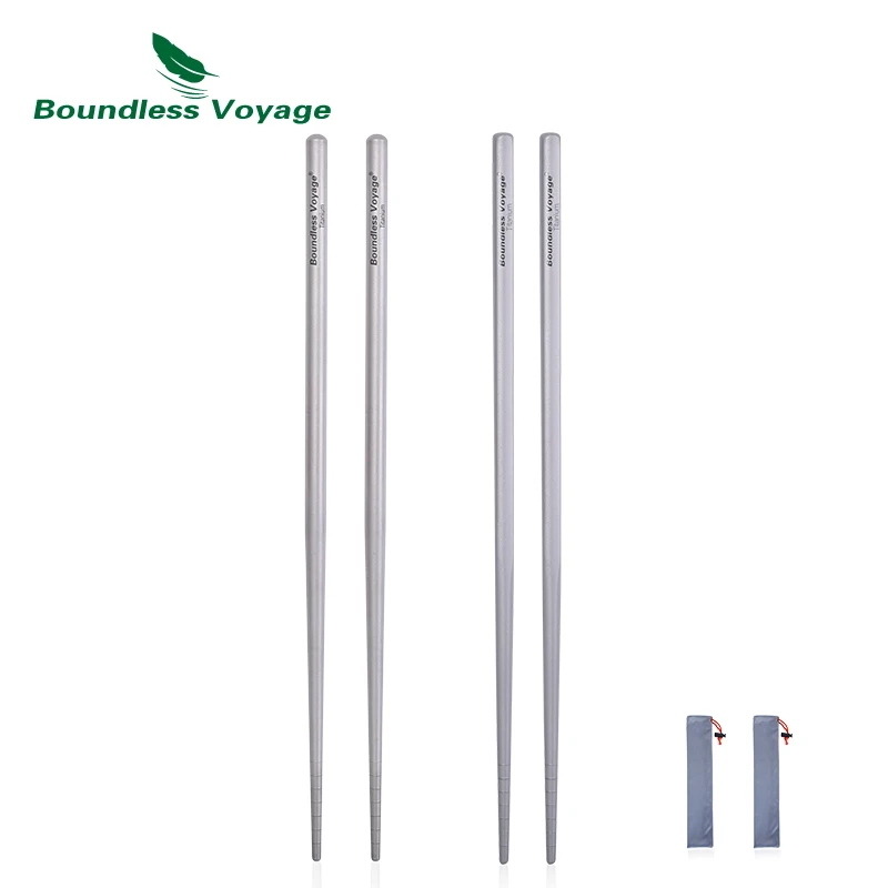 

Boundless Voyage Titanium Chinese Chopsticks Ultralight Non-Slip Food Square/Round Chopsticks Reusable Tableware Camping Cutlery