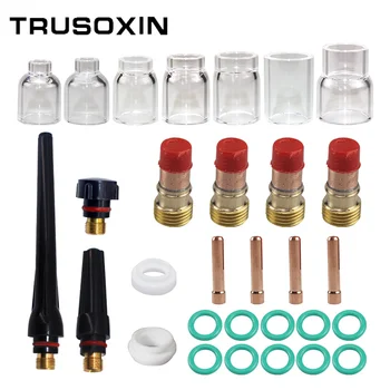 30pcs TIG Welding Torch Accessories Stubby Gas Lens 4#~12# Pyrex Glass Cup for WP-17/18/26 Torch Welding and Soldering Supplies