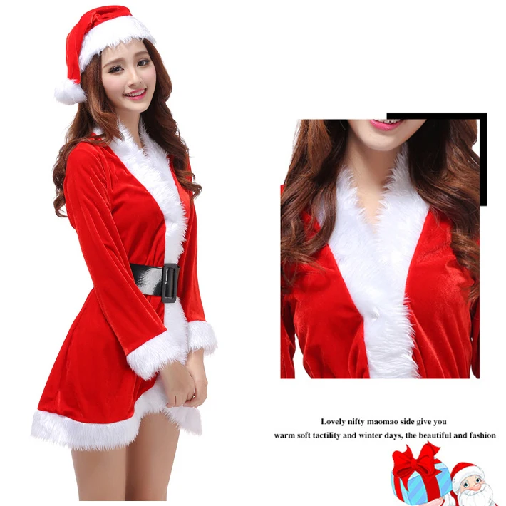 New Year cosplay Suit for Women Christmas Fancy Party Dress Sexy Santa Outfits Hoodie Santa Claus Sweetie Cosplay Costumes