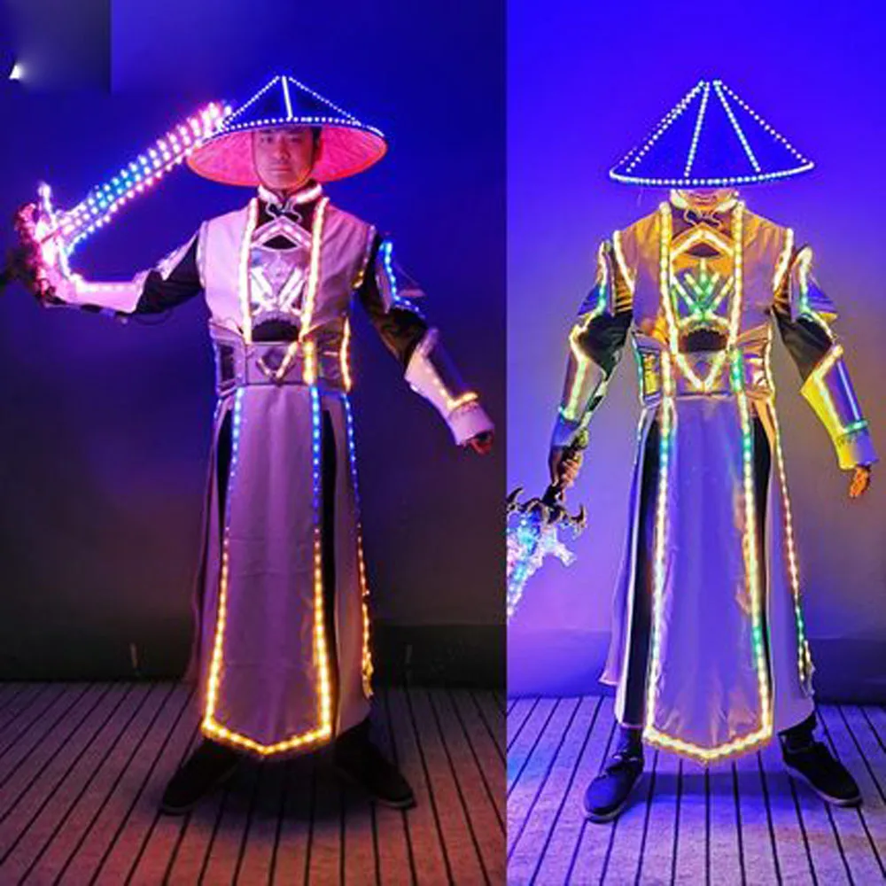 

Robot men performance led light costumes dj rave show colorful luminous jacket cosplay chinese glowing outfit