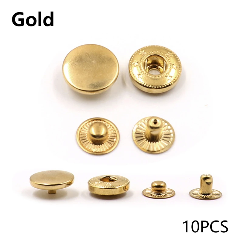 10 Sets Metal Press Studs Sewing Button Copper Material Button Fasteners Sewing Leather DIY Craft Clothes Bag Accessories