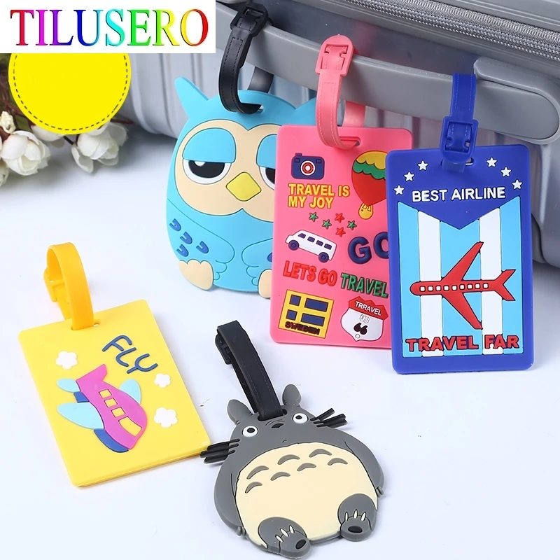 Fashion Map Suitcase Luggage Tag Cartoon ID Address Holder Baggage Label Silica Ge Identifier Travel Accessories