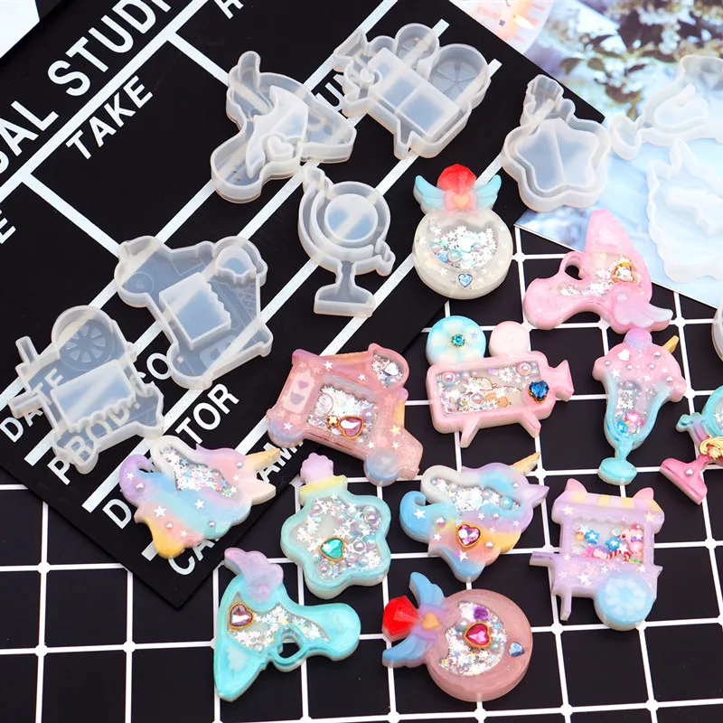 

1pc Store Drink Cup Star Wing Shaker Silicone Molds Jewelry Mold Star Bear Key Chain Charm Jewelry Craft Tool