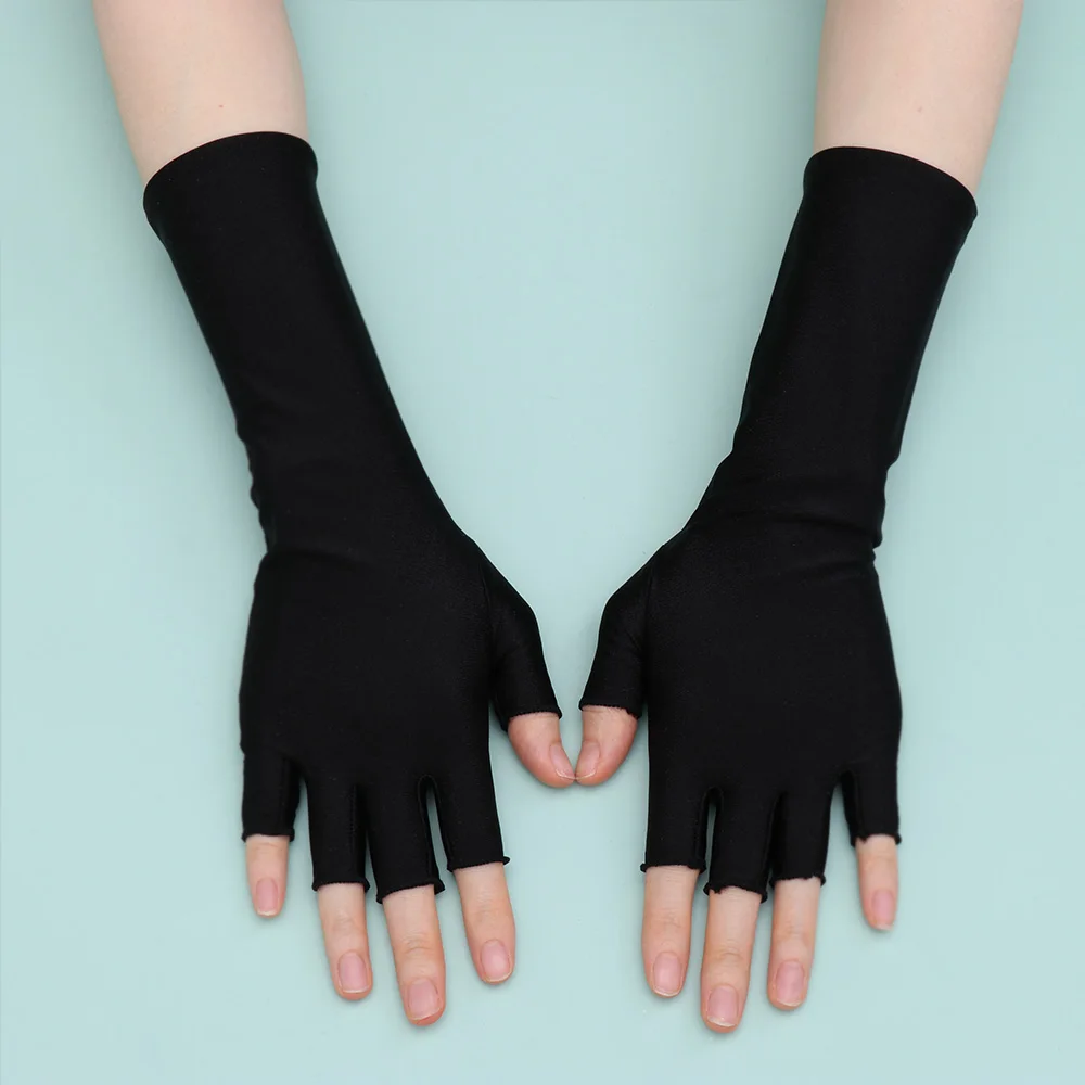 Sunscreen Protection Fingerless Long Gloves Women Arm Cool Summer Solid Mittens Half Finger Sleeves Motorcycle Driving Accessory