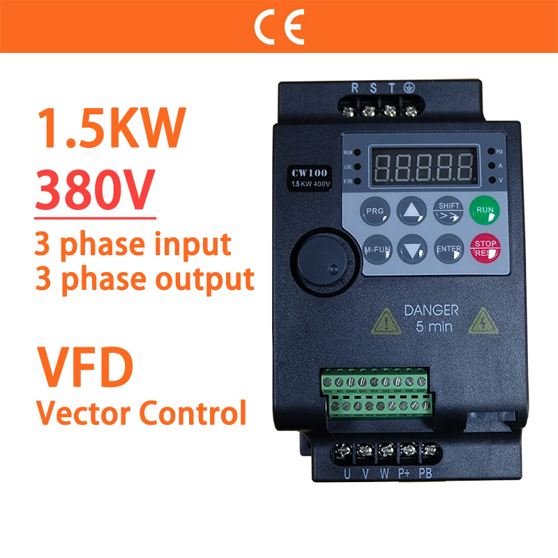 Movimentação de Frequência Variável para o Inversor do Controle de Velocidade do Motor Entrada Trifásica ph Output 2hp Variador Pequeno de Vfd 1.5kw 380v Econômico