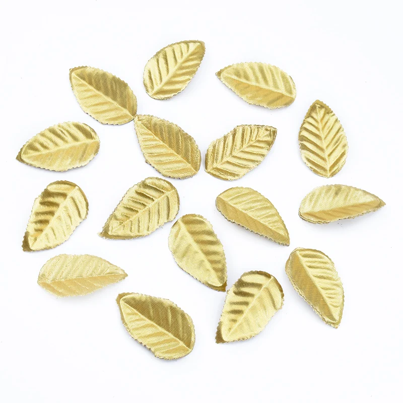 100pcs Golden leaves Christmas Crafts decoration silk leaf home wedding decorative flowers wreaths artificial plants wholesale