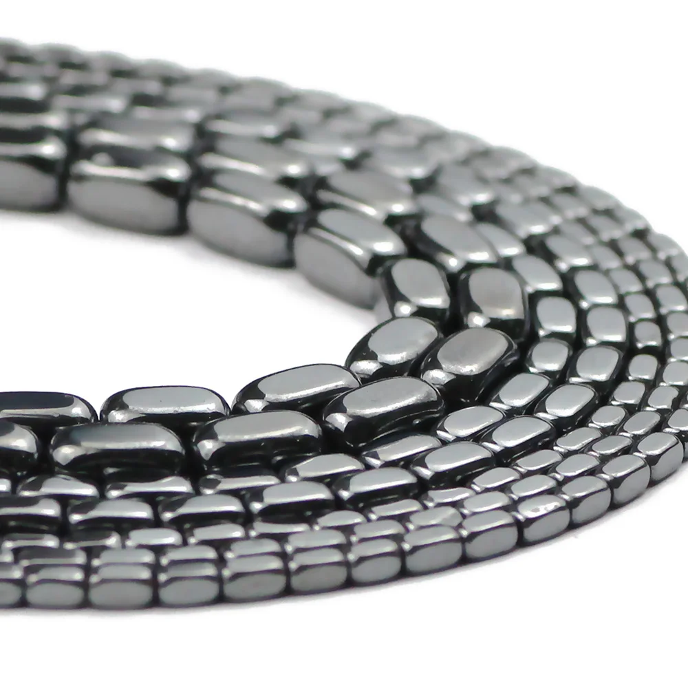 HGKLBB 2~8mm Black Hematite Natural Stone spacer Rectangle Loose beads For Jewelry making bracelets necklace DIY accessories