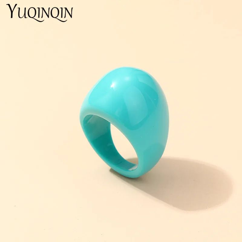 Large Cute Sweet Acrylic Rings For Teen Girls Big Colorful Resin Finger Rings For Women Minimalist Multicolor Fashion Rings