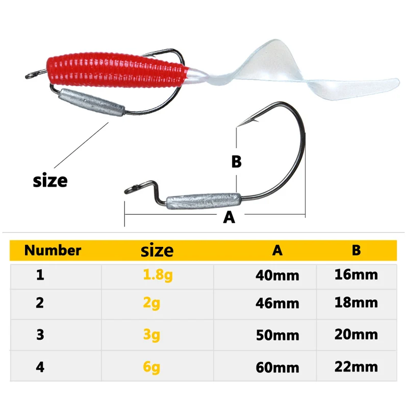 5pcs Barbed Hook 1.8g 2g 3g 6g High-carbon steel fishing hooks crank hook lure Worm Pesca for Soft Bait soft worm jig Lure Hook