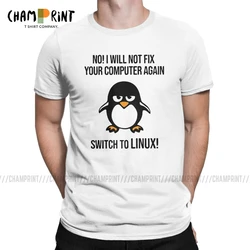 Swith To Linux Angry Tux Penguin T Shirts Men Pure Cotton Novelty T-Shirt Programmer Computer Developer Geek Nerd Tees Clothes