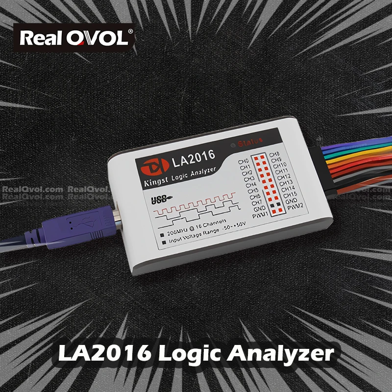 

RealQvol LA2016 USB Logic Analyzer 200M max sample rate 16 channels, 10B samples,MCU,,FPGA debug tool,english software