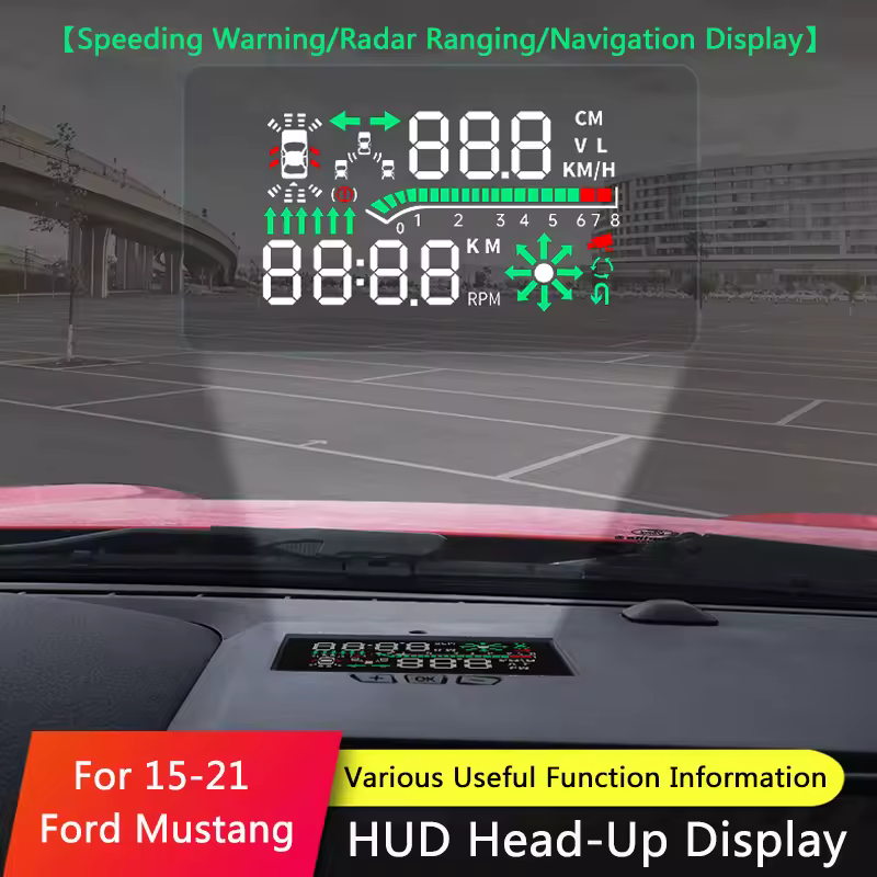 TAJIAN-Affichage tête haute HUD GPS pour voiture, budgétaire de pare-brise, rappel de vitesse de conduite sûre, adapté pour Ford Mustang 2015-2022