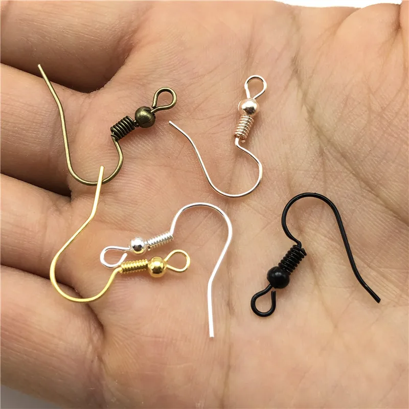 

JunKang 100pcs Earring Components Hooks Twist Gold Bronze Ear Clasps Wires Findings For DIY Jewelry Making