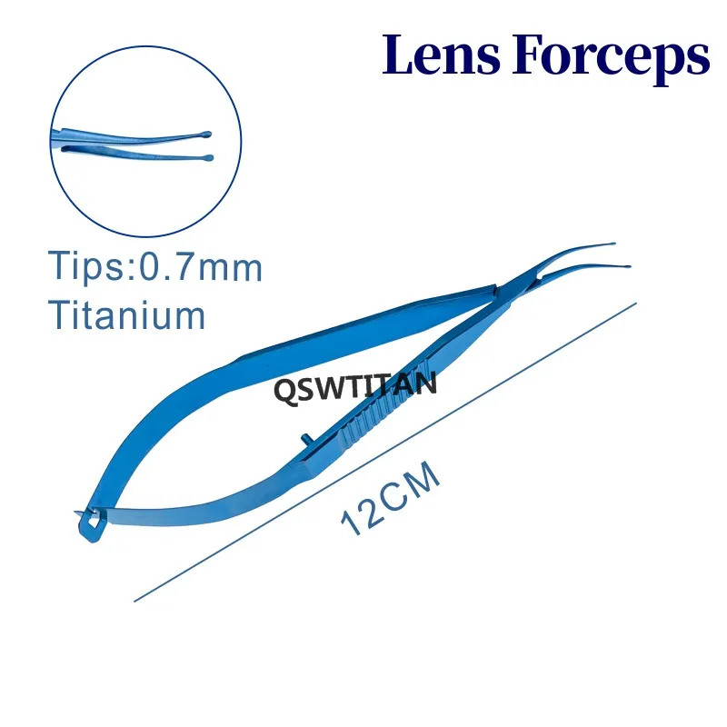 Fórceps de lente cirúrgica de titânio inoxidável, ferramenta oftálmica para pálpebras