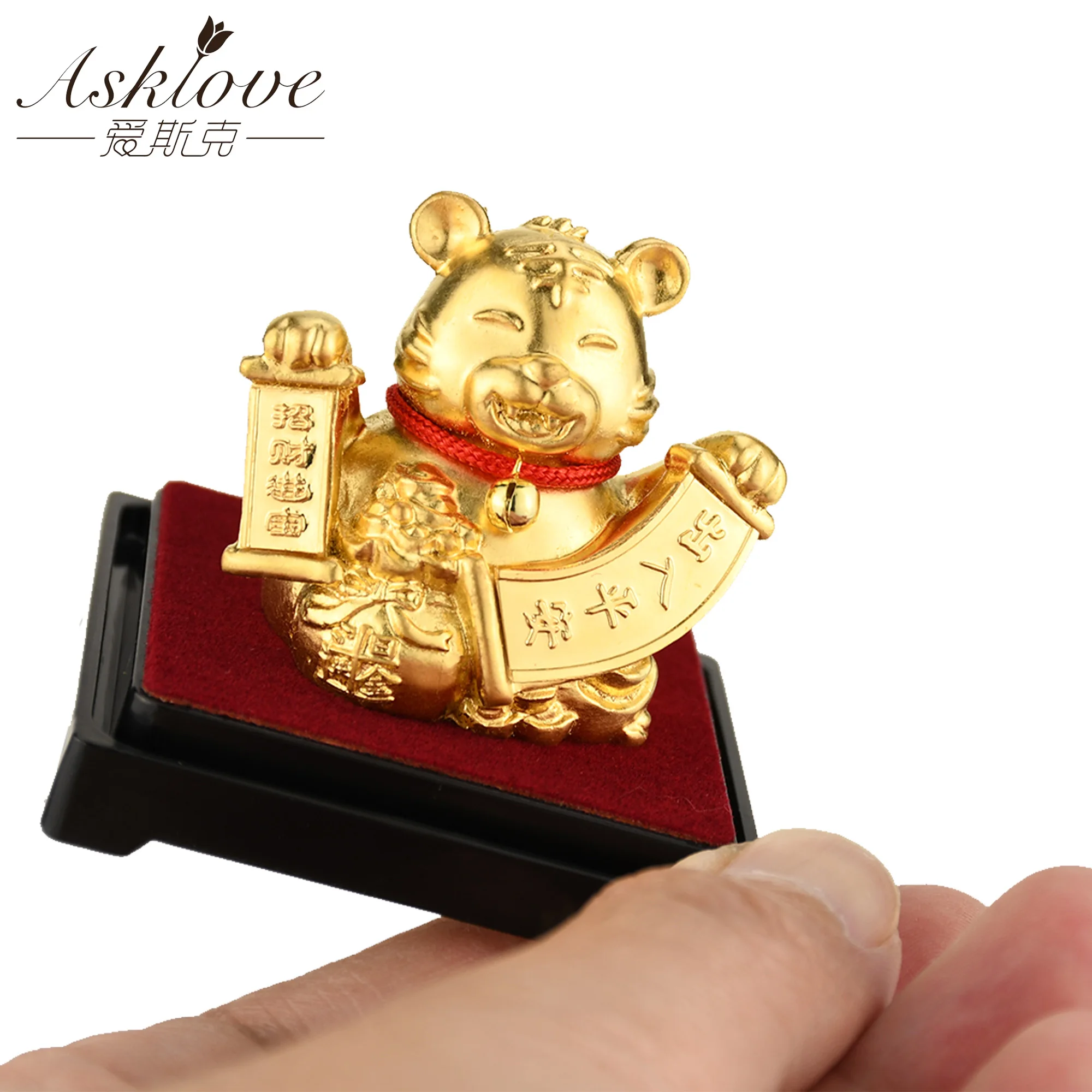 Chinese Zodiac Collect Wealth Ornaments 24k Gold Foil Fengshui decor Dragon/Rat/Pig/monkey Car Lucky crafts Home office decor