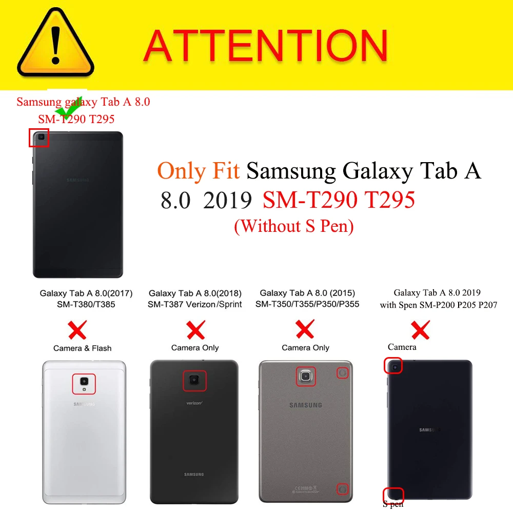 For Samsung Galaxy Tab A 8.0 2019 Case Leather Magnetic Stand Cover For Galaxy Tab A 8,0 inch SM-T290 SM-T295 Non S Pen Model