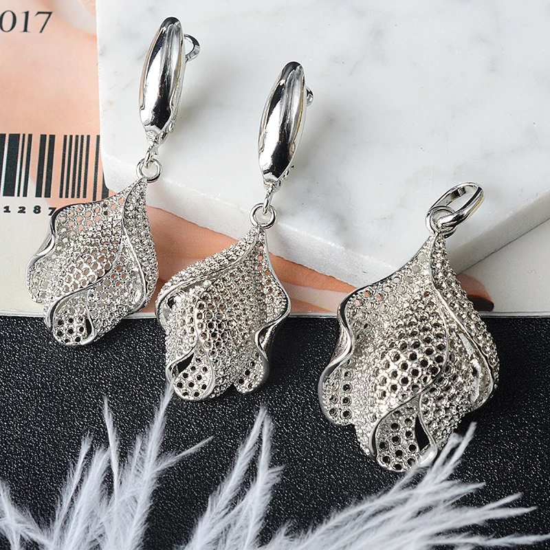 Zea dear  Jewelry 2021 Fashion Copper Sets For Women New Design Earrings Pendant High Quality Geometric Wedding  Gifts Trendy