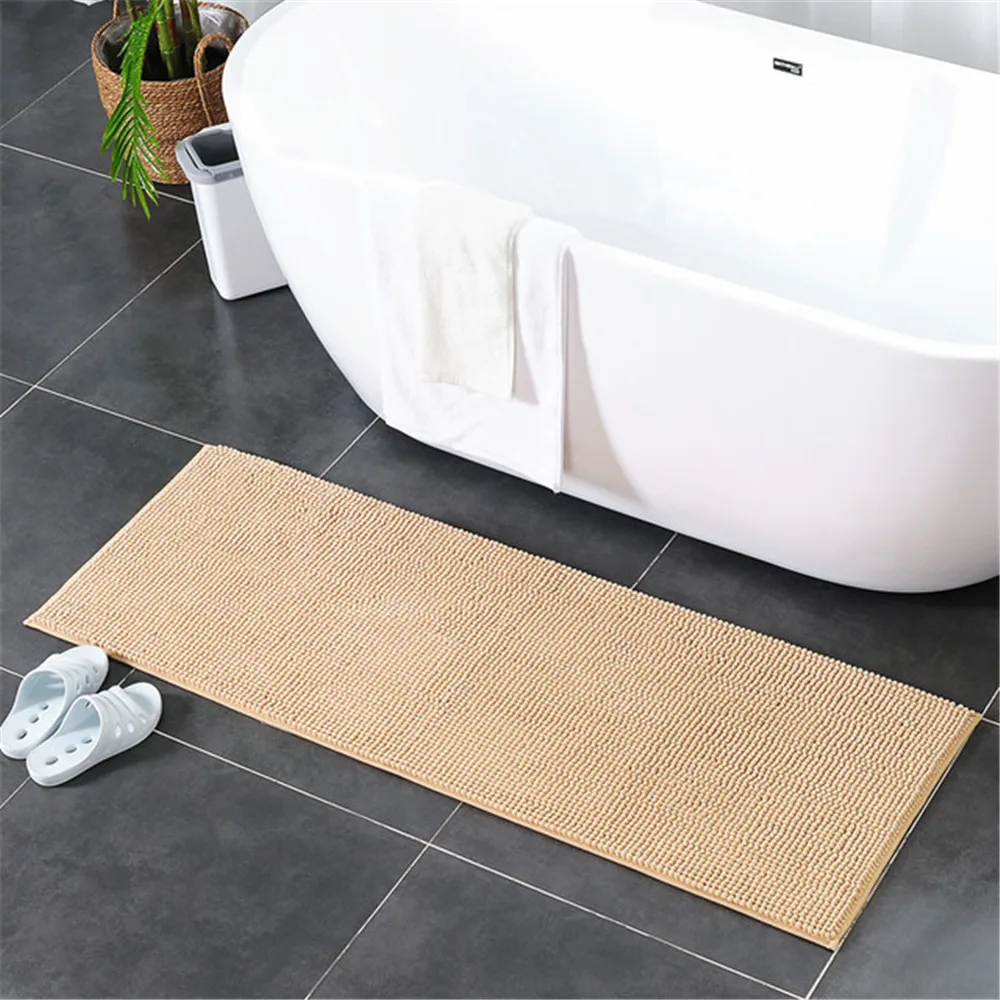 50*120cm/140cm Chenille Bathroom Mat Bathtub Floor Mat Chenille Short Hair Absorbent Non-Slip Mat For Bedroom Bedside Carpet