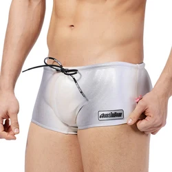 Novelty Sexy Men's  Underwear Flash Swimming Trunks Sexy Boxer Swimsuit Glossy Shorts Pool Beach Boxers Briefs Male Surf Sport S
