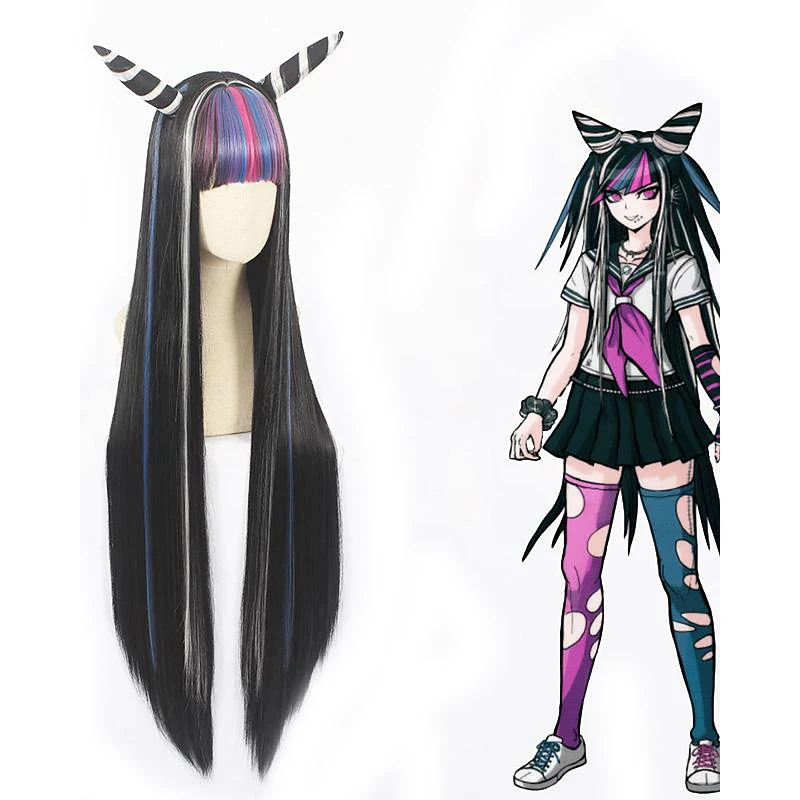 HAIRJOY Mioda Ibuki Cosplay Wigs with Bangs Heat Resistant Fiber Long  Straight Black Teen Adults Women  Anime Wig