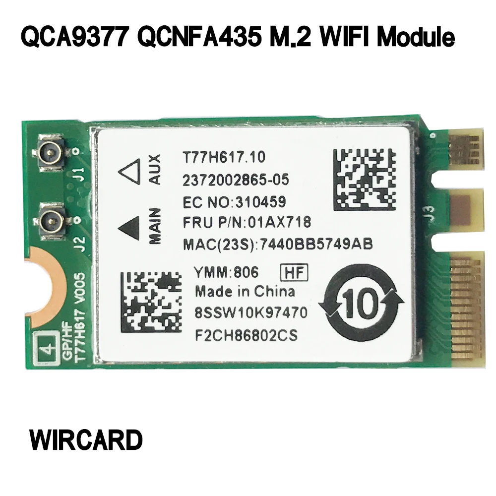 WIRCARD QCNFA435 QCA9377 Dual Band M.2 WiFi Module wifi card 802.11ac BT 4.1 for laptop