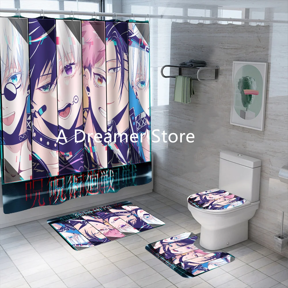 Custom Anime Jujutsu Kaisen Shower Curtain Bath Curtain Set Fashion Bathroom Curtain Cartoon Home Decor Dropshipping